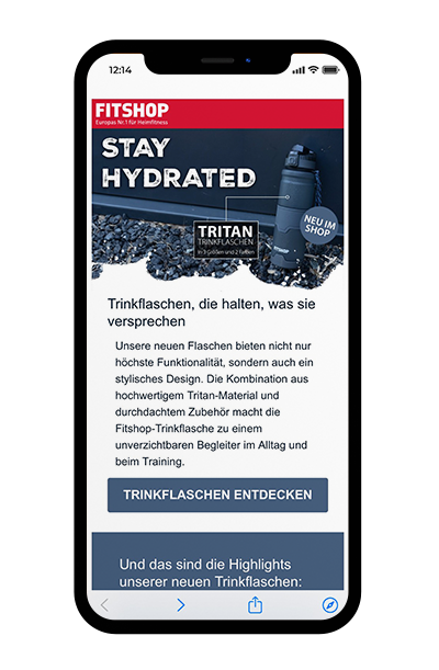 Smartphone showing newsletter content